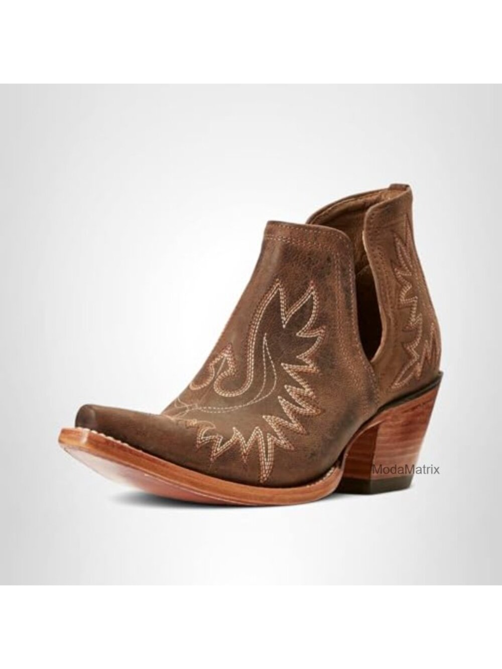 Women's Western Ankle Bootie Leather X Toe Slip-On Comfort Boots